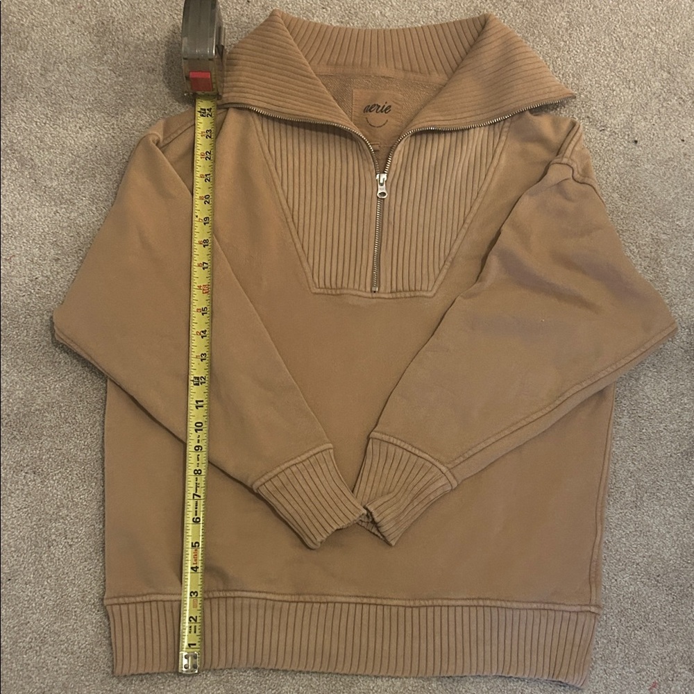 Aerie Women’s Oversized Quarter-Zip Brown Sweater